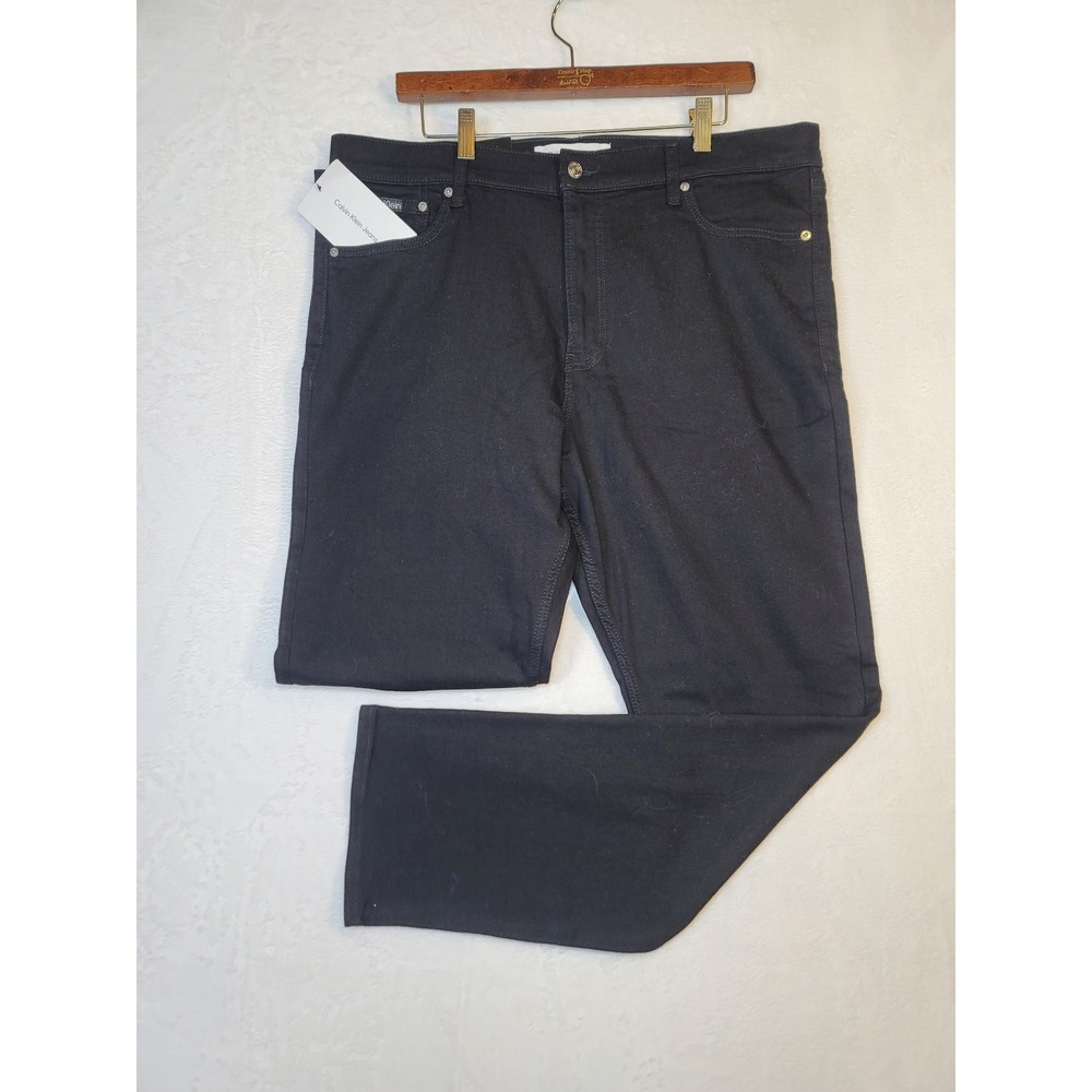 Calvin Klein Jeans Western Bikercore Moto‎ Straight Leg Black Denim Pants 38x32